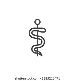 Staff of asclepius line icon. linear style sign for mobile concept and web design. Medical snake outline vector icon. Symbol, logo illustration. Vector graphics