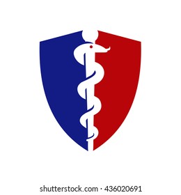 The staff of Asclepius and Shield