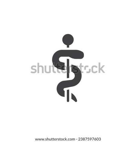 Staff of asclepius vector icon. filled flat sign for mobile concept and web design. Medical snake glyph icon. Symbol, logo illustration. Vector graphics