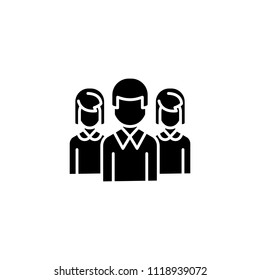 Staff black icon concept. Staff flat  vector symbol, sign, illustration.