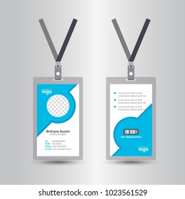 staff blue user id card realistic set with male and female photo templates isolated illustration