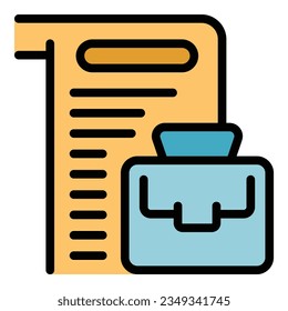 Staff briefcase icon outline vector. Seminar training. Office business color flat