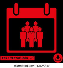 Staff Calendar Day icon. Vector EPS illustration style is flat iconic symbol, red color.