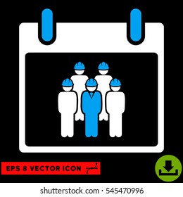 Staff Calendar Day icon. Vector EPS illustration style is flat iconic bicolor symbol, blue and white colors.
