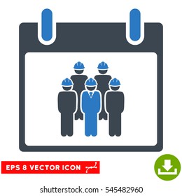 Staff Calendar Day icon. Vector EPS illustration style is flat iconic bicolor symbol, smooth blue colors.
