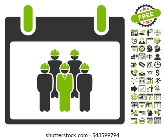 Staff Calendar Day pictograph with bonus calendar and time management pictograph collection. Vector illustration style is flat iconic symbols, eco green and gray, white background.