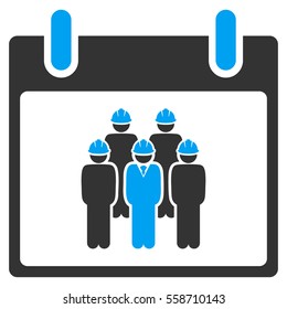 Staff Calendar Day vector toolbar icon. Style is bicolor flat icon symbol, blue and gray colors, white background.