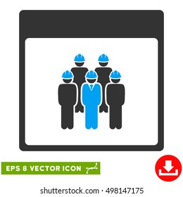 Staff Calendar Page icon. Vector EPS illustration style is flat iconic bicolor symbol, blue and gray colors.