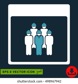 Staff Calendar Page icon. Vector EPS illustration style is flat iconic bicolor symbol, blue and white colors.