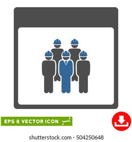 Staff Calendar Page icon. Vector EPS illustration style is flat iconic bicolor symbol, cobalt and gray colors.