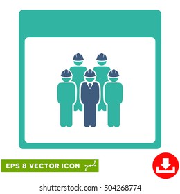 Staff Calendar Page icon. Vector EPS illustration style is flat iconic bicolor symbol, cobalt and cyan colors.