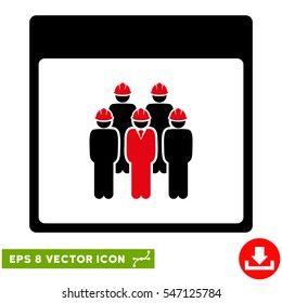 Staff Calendar Page icon. Vector EPS illustration style is flat iconic bicolor symbol, intensive red and black colors.