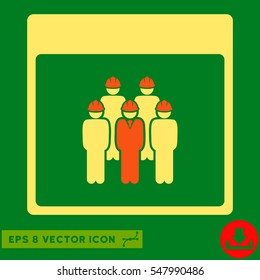 Staff Calendar Page icon. Vector EPS illustration style is flat iconic bicolor symbol, orange and yellow colors.