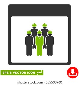 Staff Calendar Page icon. Vector EPS illustration style is flat iconic bicolor symbol, eco green and gray colors.