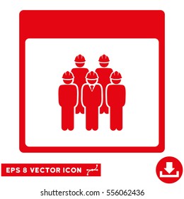 Staff Calendar Page icon. Vector EPS illustration style is flat iconic symbol, red color.