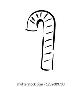 Staff candy icon doodle in linear sketch for christmas