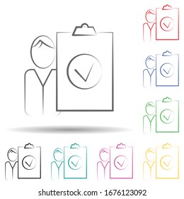 Staff check multi color set icon. Simple thin line, outline vector of business and management icons for ui and ux, website or mobile application