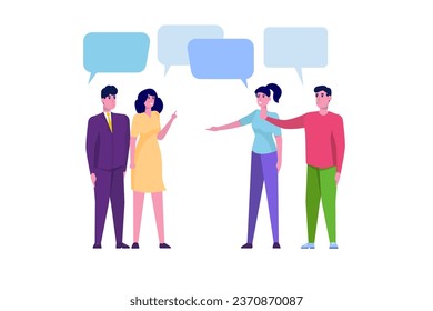 Staff conversation, team meeting or brainstorming concept. Vector illustrations for banner, website, landing page, flyer.
