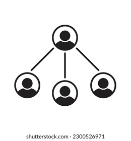 Staff department icon. Business employee team symbol. Organization or enterprise member sign. Networking structure vector. Isolated black icon for community connection. 