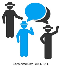 Staff Discussion vector icon. Style is bicolor flat symbol, blue and gray colors, rounded angles, white background.