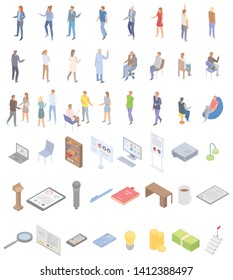 Staff education icons set. Isometric set of staff education vector icons for web design isolated on white background