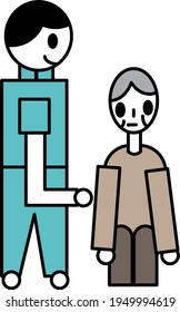 Staff and the elderly in a long-term care facility