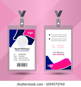 staff or employee identification card vector illustrations or id card