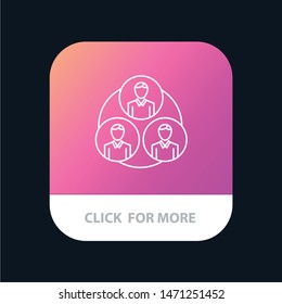 Staff, Gang, Clone, Circle Mobile App Button. Android and IOS Line Version. Vector Icon Template background