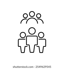 Ícone de linha de grupo de equipe. Multidão de pessoas sinal de estilo linear para conceito móvel e web design. Ícone do vetor de contorno do trabalho em equipe. Símbolo, ilustração de logotipo. Gráficos vetoriais