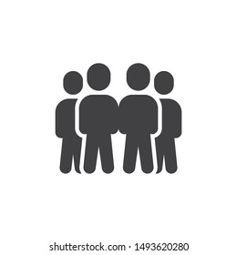 Staff group vector icon. Four people stand filled flat sign for mobile concept and web design. People crowd glyph icon. Symbol, logo illustration. Vector graphics