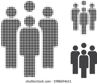 Staff halftone dotted icon. Halftone array contains round elements. Vector illustration of staff icon on a white background.