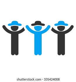 Staff Hands Up Roundelay vector icon. Style is bicolor flat symbol, blue and gray colors, rounded angles, white background.