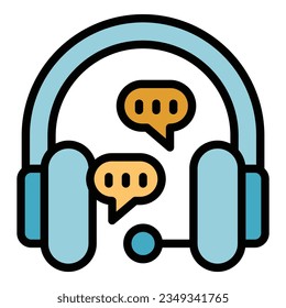 Staff headseat icon outline vector. Seminar training. Business office color flat