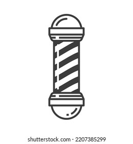 Staff With Helix Stripes Isolated Barbershop Pole Line Art Icon. Vector Hairdresser Haircut Salon Symbol, Spiral Cylinder, Place Of Cut, Shave, Trim Sign. Barber Shop Shaving Cutting Craft Advertise