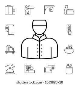 Personal, hotel icono de vector plano en el paquete de servicios del hotel