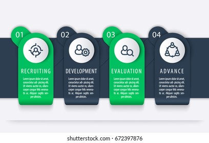 Staff, HR, 1, 2, 3, 4 steps, infographic elements