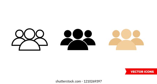 Staff icon of 3 types: color, black and white, outline. Isolated vector sign symbol.