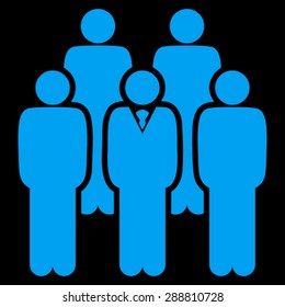 Staff icon from Business Bicolor Set. This flat vector symbol uses blue color, rounded angles, and isolated on a black background.