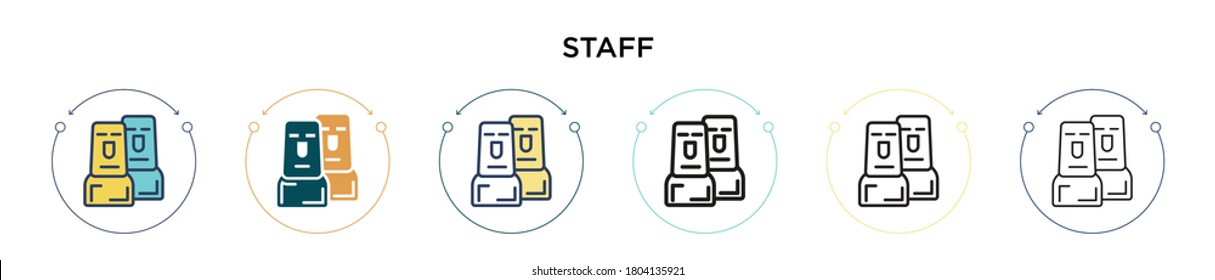 Icono de personal en estilo relleno, delgado, contorno y trazo. Ilustración vectorial de dos diseños de iconos vectoriales de personal de color y negro se pueden utilizar para móviles, ui, web