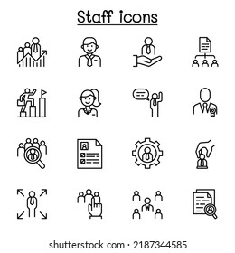 Staff icon set in thin line style