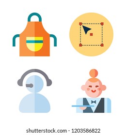 staff icon set. vector set about telemarketer, apron, waitress and select icons set.