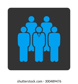Staff icon. This flat rounded square button uses blue and gray colors and isolated on a white background.
