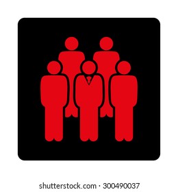 Staff icon. This flat rounded square button uses intensive red and black colors and isolated on a white background.