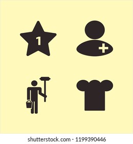 staff icon. staff vector icons set doctor, hotel one star, man with paint roller and bucket and chef cap