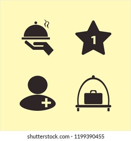 staff icon. staff vector icons set tray hand, doctor, baggage cart and hotel one star