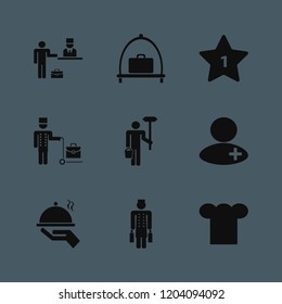 staff icon. staff vector icons set chef cap, bellhop, check in hotel and hotel one star