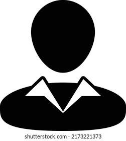 Staff icon vector male user person profile avatar symbol for business in a flat color glyph pictogram sign illustration