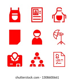 staff icons set with avatar, apron and lab coat vector set