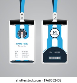 Staff id card set vector design illustration. Professional employee identity badge with man avatar. Vector EPS 10.