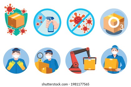 Staff inspect and transport goods to be safe from germs and viruses with science and technology.